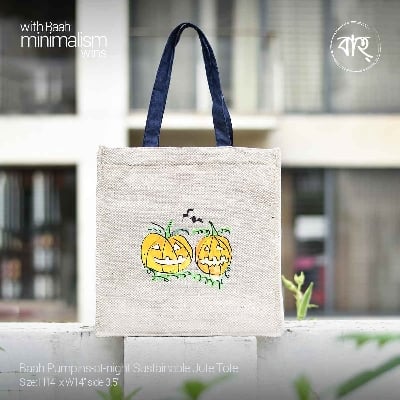 Picture of Baah Store Ltd  Pumpins-at-night Sustainable Jute Tote-natural