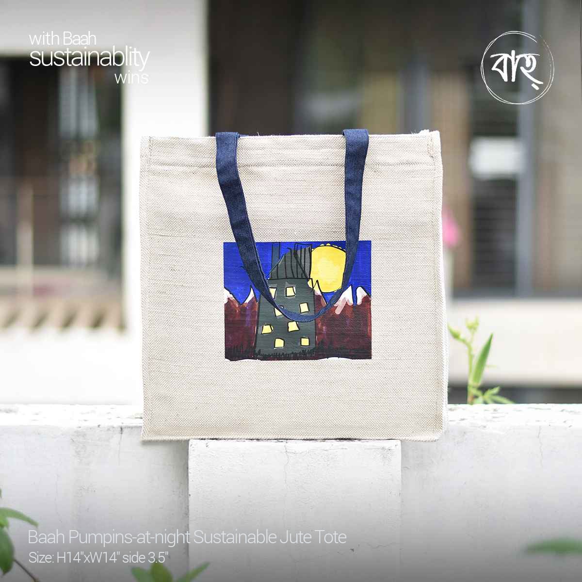 Picture of Baah Store Ltd  Pumpins-at-night Sustainable Jute Tote-natural
