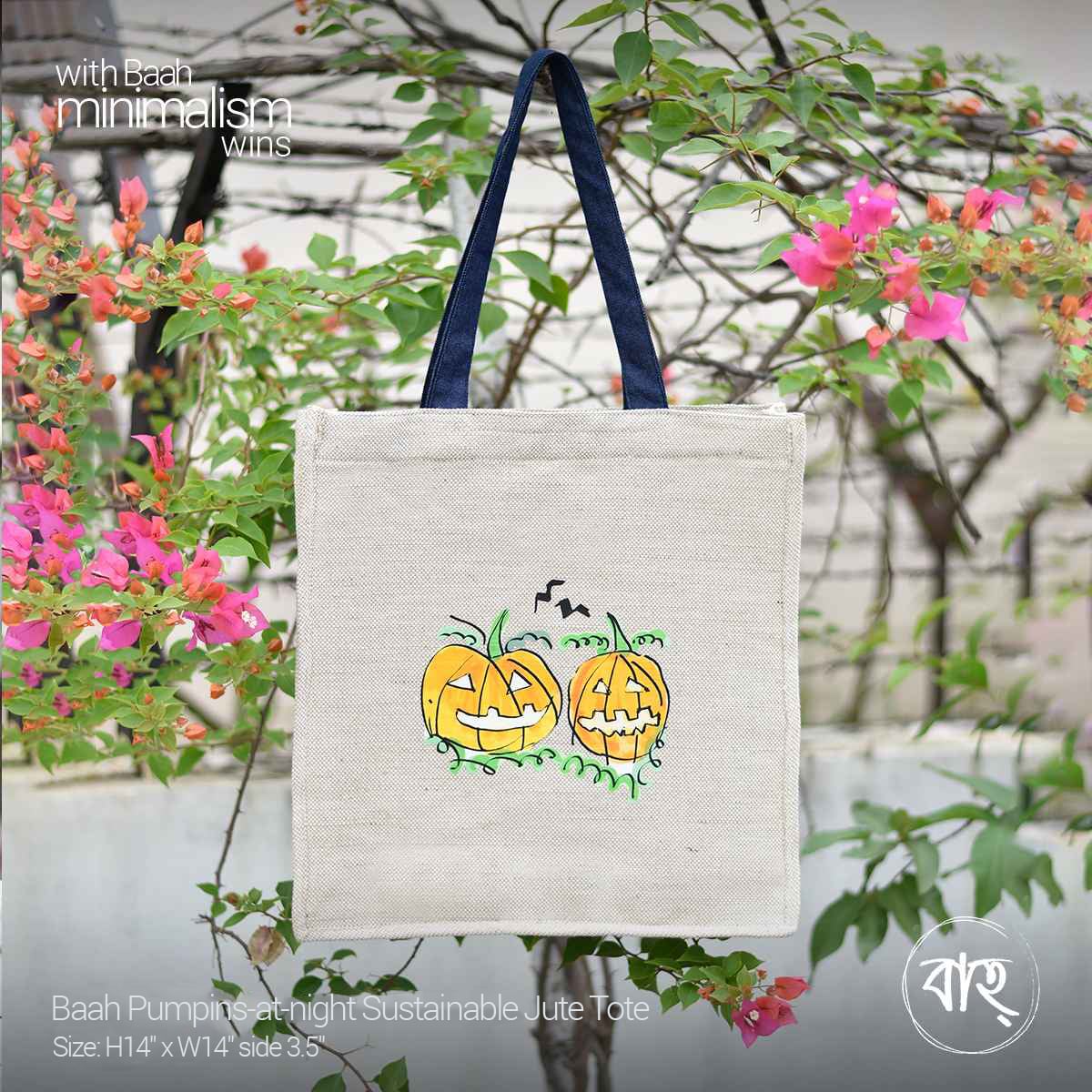 Picture of Baah Store Ltd  Pumpins-at-night Sustainable Jute Tote-natural