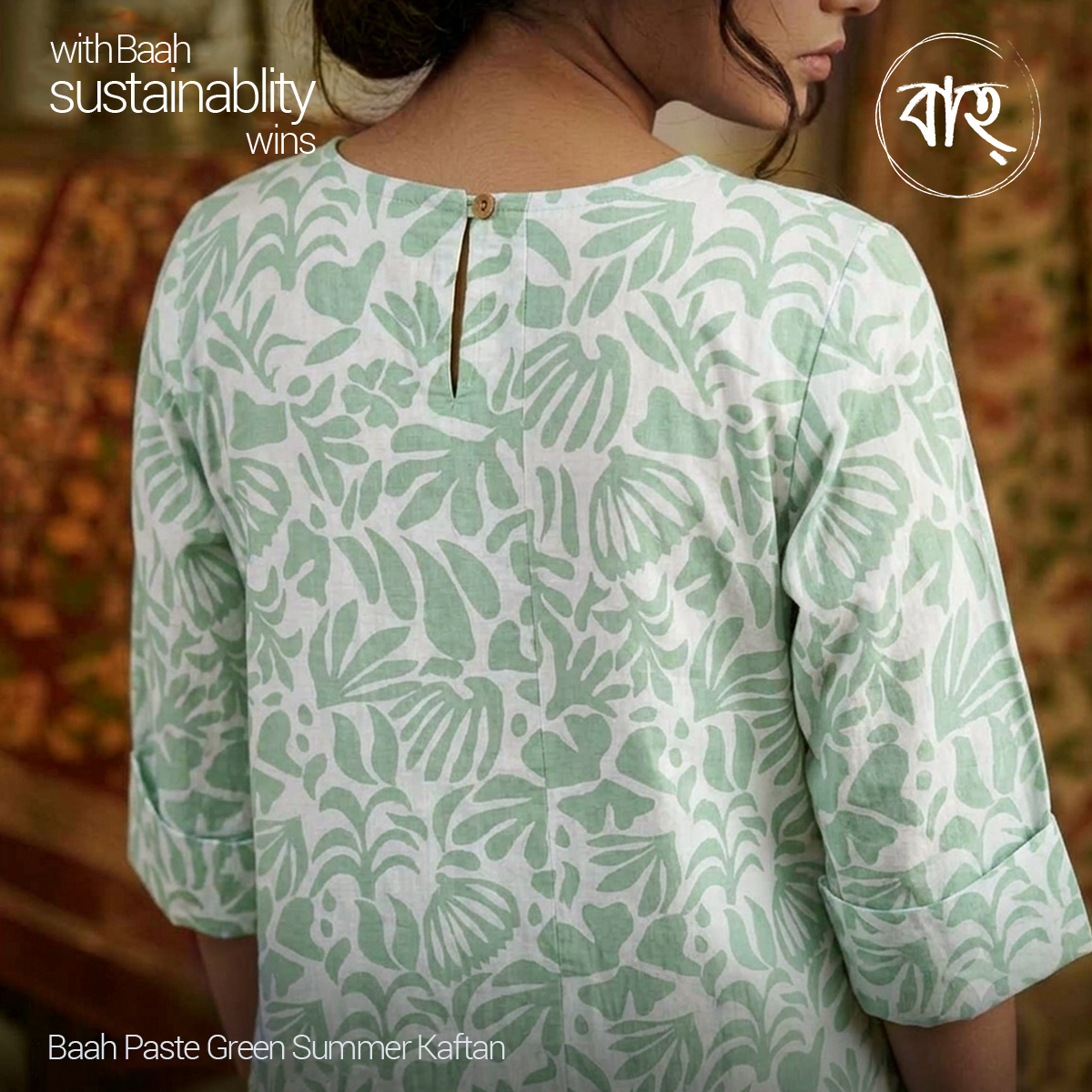 Picture of Baah Store Ltd  Paste Green Summer Kaftan-Paste Green
