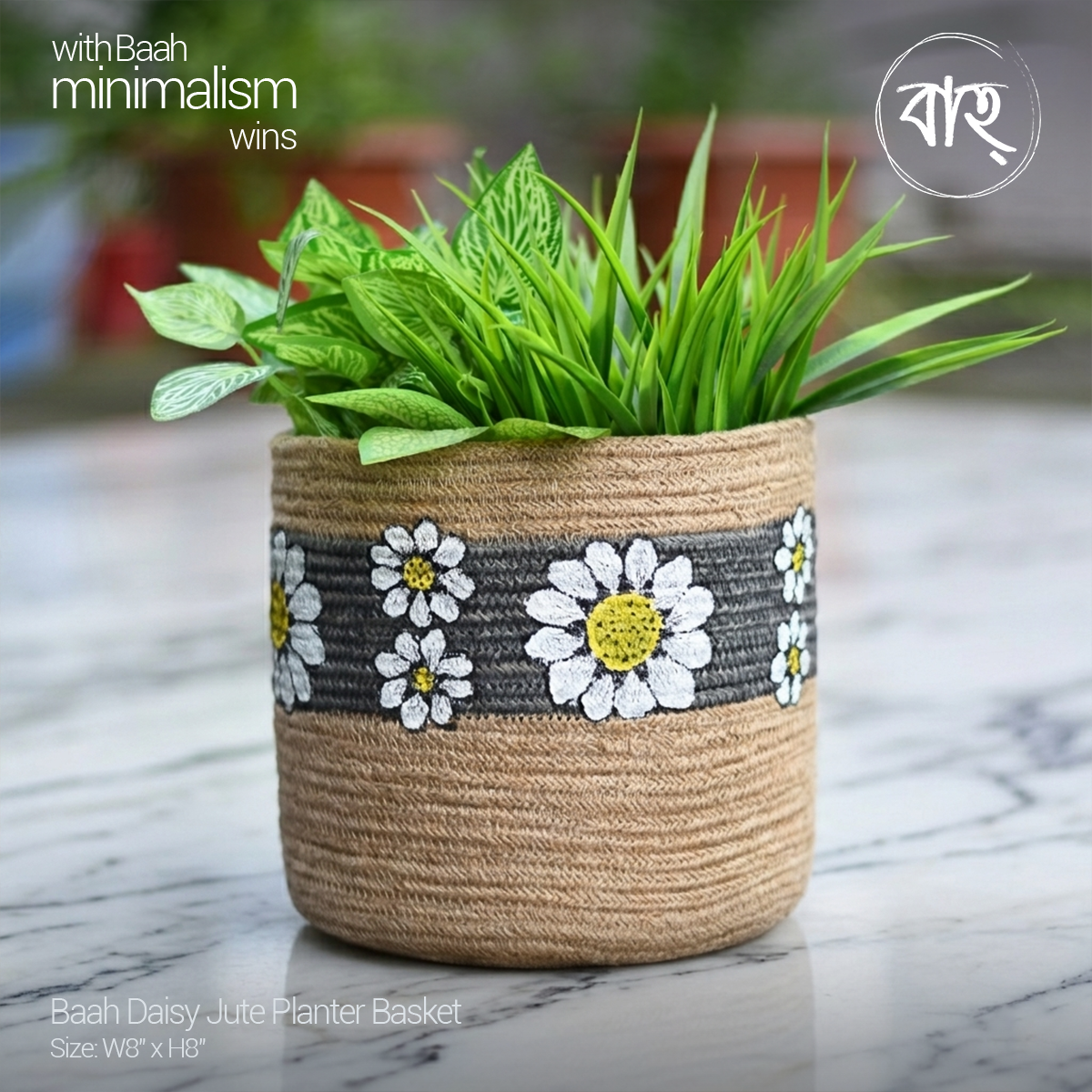Picture of Baah Store Ltd  Daisy Jute Planter Basket-Beige