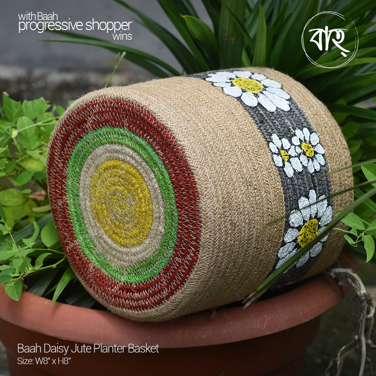 Picture of Baah Store Ltd  Daisy Jute Planter Basket-Beige