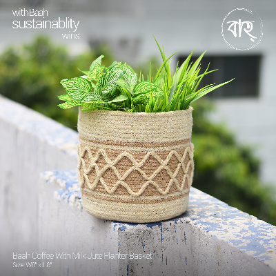 Picture of Baah Store Ltd  Coffee With Milk Jute Planter Basket-Beige