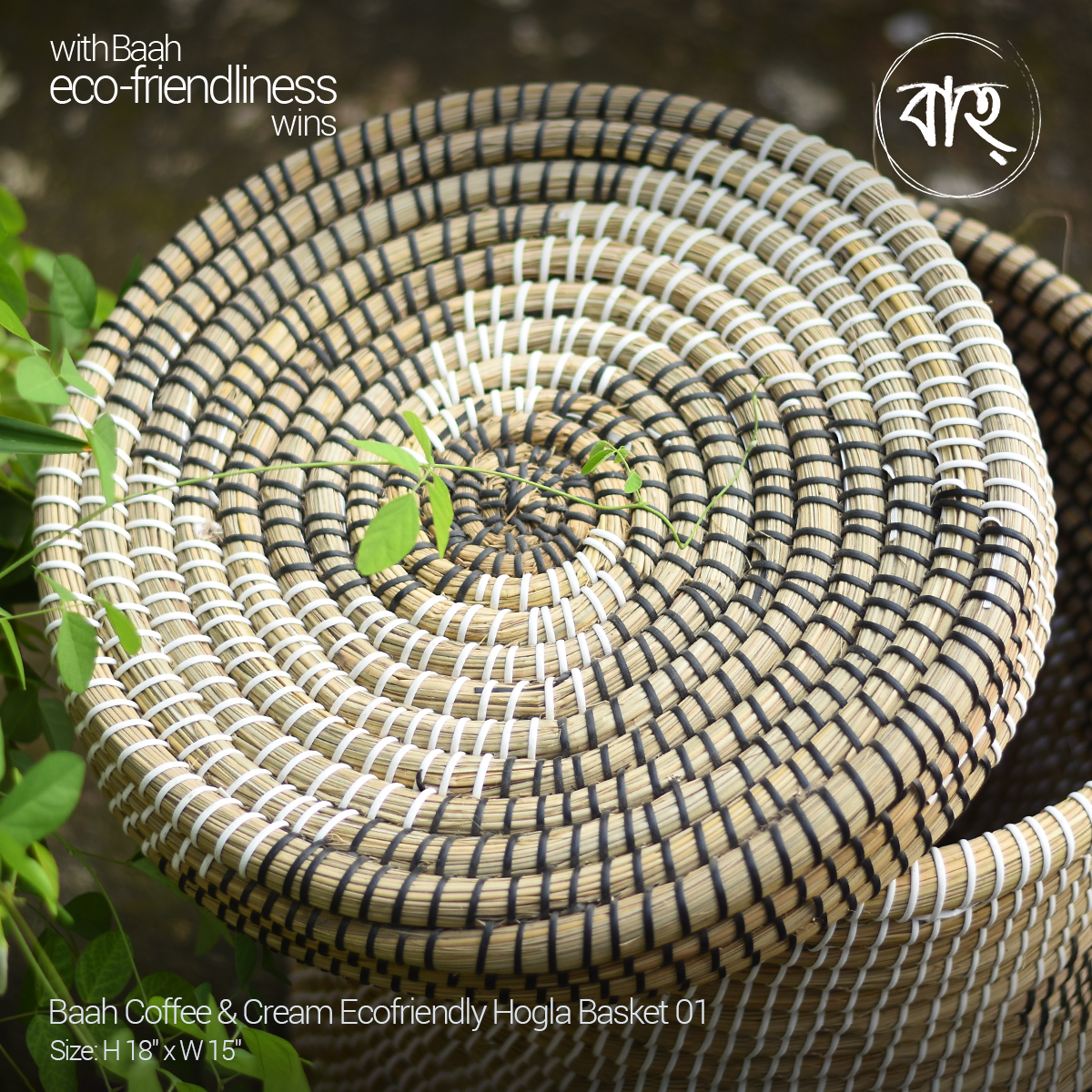 Picture of Baah Store Ltd  Coffee & Cream Ecofriendly Hogla Basket 01-beige