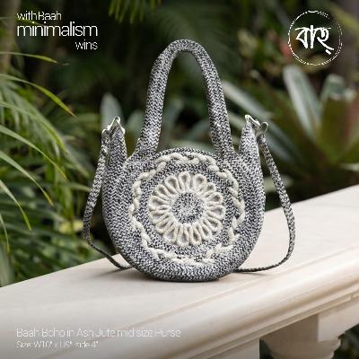 Picture of Baah Store Ltd  Boho in Ash Jute mid size Purse-ash