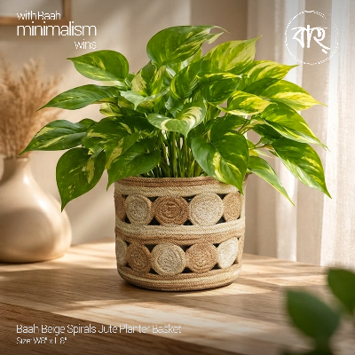 Picture of Baah Store Ltd  Beige Spirals Jute Planter Basket-Beige