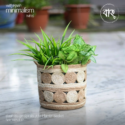 Picture of Baah Store Ltd  Beige Spirals Jute Planter Basket-Beige