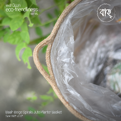 Picture of Baah Store Ltd  Beige Spirals Jute Planter Basket-Beige