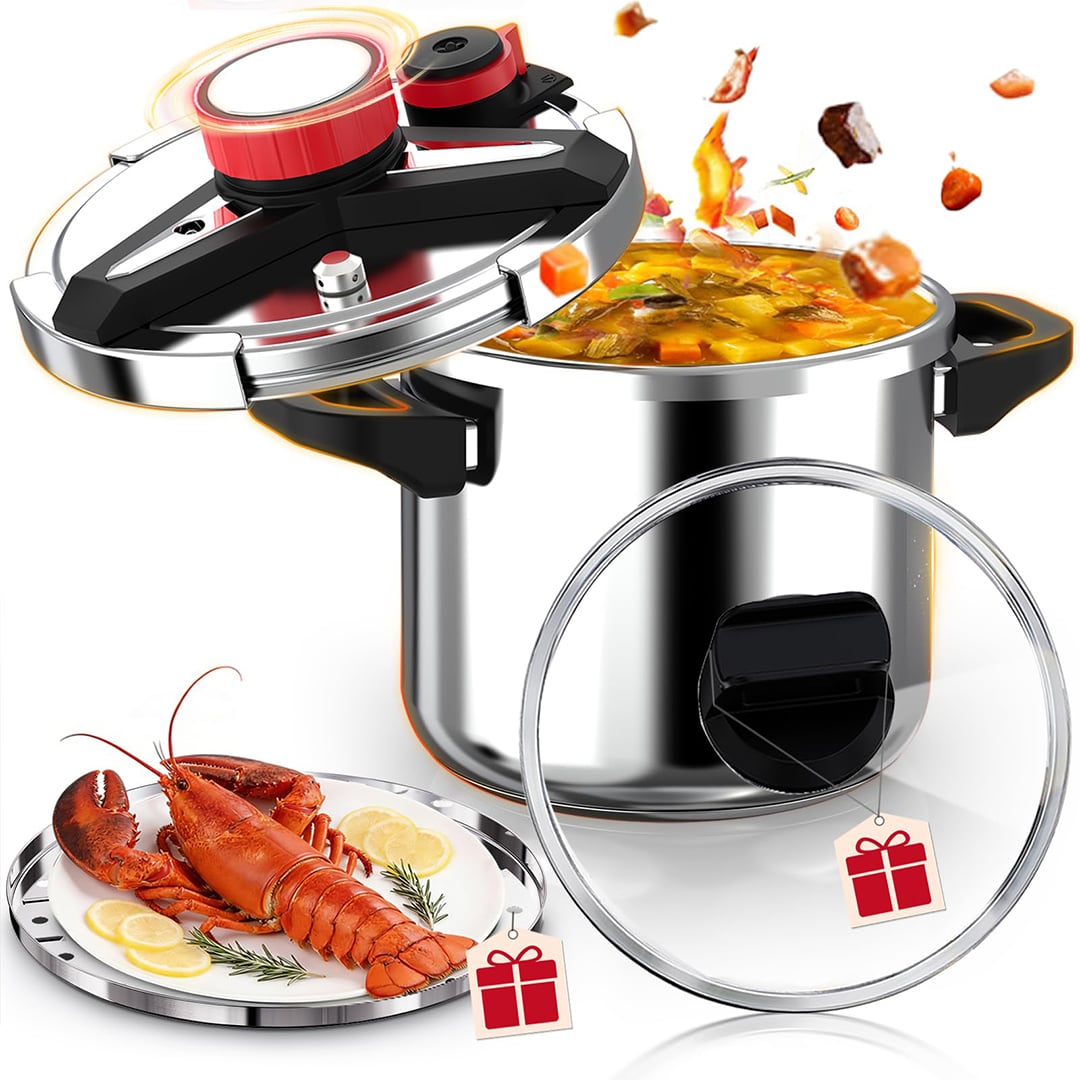 Picture of Miyako Stainless Steel Modern Design Premium Stovetop Pressure Cooker Both Induction & Gas Stovetop Compatible And Includes Glass Lid-APC-50F-5Ltr