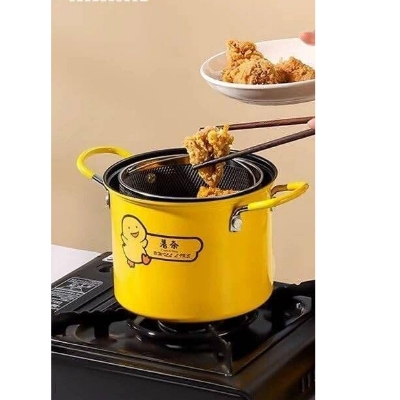 Picture of Deep Fryer Pot, 2L Small Deep Fryer with Basket Stainless Steel Asparagus Pot with Oil Filtration for Kitchen Fries, Shrimp, Chicken Nuggets, Squid