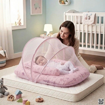 Picture of Baby Bed Set with Mosquito Net and Pillow Set