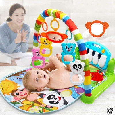 Picture of Baby Gym Play Mat Activity Center, Kick and Play Piano Gym Mat with Music and Lights, Gifts for Baby Newborn Toddler Infants Boys Girls