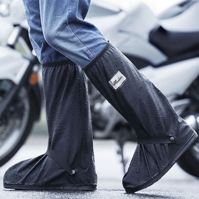 Picture of Waterproof Rain Shoe Protector Cover Reusable Non-Slip Boot Covers for Motorcycle Cycling & Outdoors Unisex 1 Pair Black