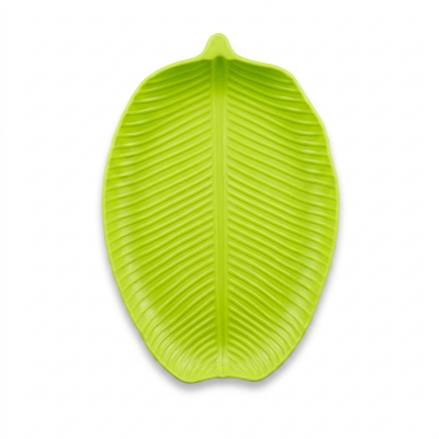 Picture of Banana Leaf plastic Plate, Green banana Leaf Shape Plastic Serving Plates – Reusable Banana Leaf Design Dining Plates for Kitchen, Party & Festival Use