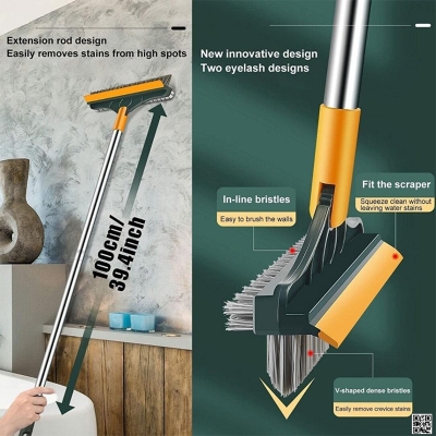 Picture of 3 in 1 Cleaning Brush with Long Handle, 180 degree Rotate Bathroom Floor Cleaning Brush