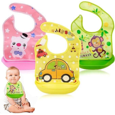 Picture of Baby Bibs with Silicone Food Catcher Waterproof Reusable, Silicone Baby Bib Food / Silicone Baby Bibs