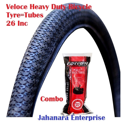 Picture of Veloce Heavy Duty Bicycle Tyre+Tubes Combo Meghna Mtraxx Bicycle Tire 26X2.30 (58-559)