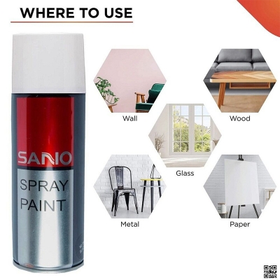 Picture of Sanvo Spray Paint (40 White) Waterproof Automatic White Color Aerosol Spray Paint, Sano Auto Spray Paint