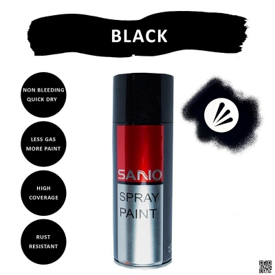 Picture of Black Spray Paint (Heat Resistance)Sanvo  (Hi-Heat Black 1200) high temperature spray paint, Color Aerosol Spray Paint, Sanvo Auto Spray Paint