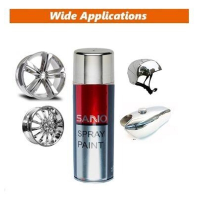 Picture of Sanvo Spray Paint (318 Bright Chrome) Waterproof Automatic Metallic Bright Chrome Color Aerosol Spray Paint, Sano Auto Spray Paint