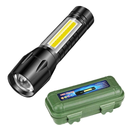 Picture of LED Flashlight Small Portable Lamp Pocket Torch for Camping, Fishing (Black, Multicolour)Pocket Size Mini Aluminum - সাইকেল
