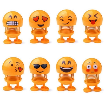 Picture of Toy Spring Doll for Car Smiling Face Swing Funny Emoji Action Figure Decoration Figurine Expression Doll Dancing Imoji