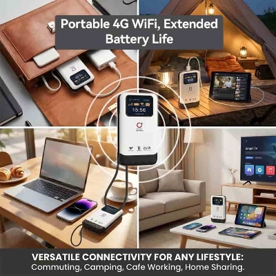 Picture of OLAX Gomate M200 2 in 1 Power Bank and 4G LTE WiFi 6 Router - 10500mAh Battery