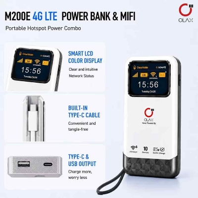 Picture of OLAX Gomate M200 2 in 1 Power Bank and 4G LTE WiFi 6 Router - 10500mAh Battery