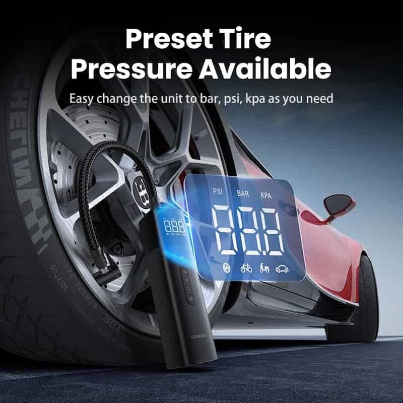 Picture of UGREEN ET501 Car Air Pump Portable Air Compressor for Car Motorcycles Bicycle Electric Tire Inflator with LCD Digital Display
