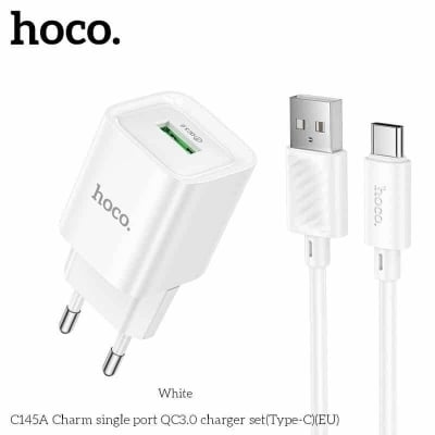 Picture of Hoco C145A QC 18W Mini Charger with USB-A to Type-C Cable