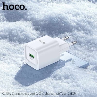 Picture of Hoco C145A QC 18W Mini Charger with USB-A to Type-C Cable
