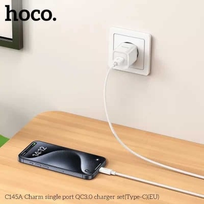 Picture of Hoco C145A QC 18W Mini Charger with USB-A to Type-C Cable