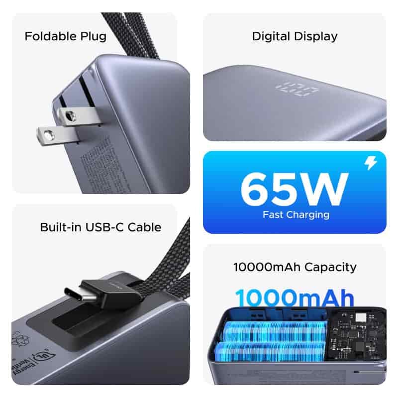 Picture of UGREEN PB512 3-in-1 45W 10000mAh Power Bank with 65W AC Outlet