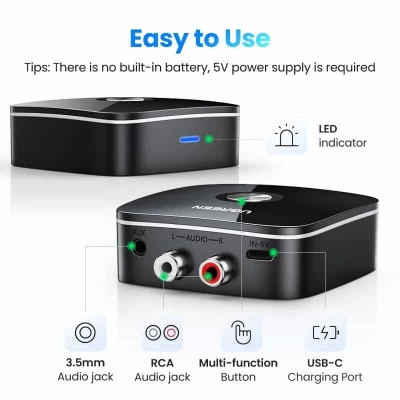 Picture of UGREEN CM106 Bluetooth RCA Receiver 5.1 AptX HD 3.5mm Jack Aux Wireless Adapter