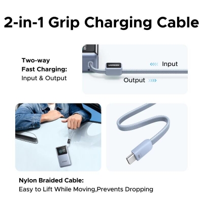 Picture of Ugreen Nexode Pro PB727 10000mAh 55W Power Bank Built-in USB-C Cable, 45W PD Super Fast Charging Battery Pack with Digital Display
