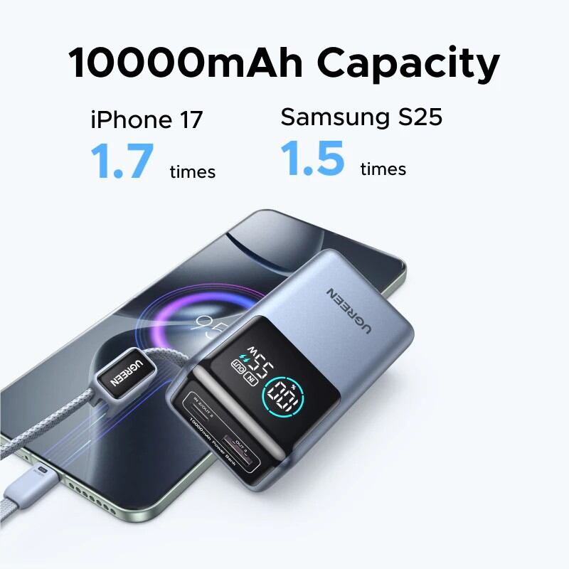 Picture of Ugreen Nexode Pro PB727 10000mAh 55W Power Bank Built-in USB-C Cable, 45W PD Super Fast Charging Battery Pack with Digital Display