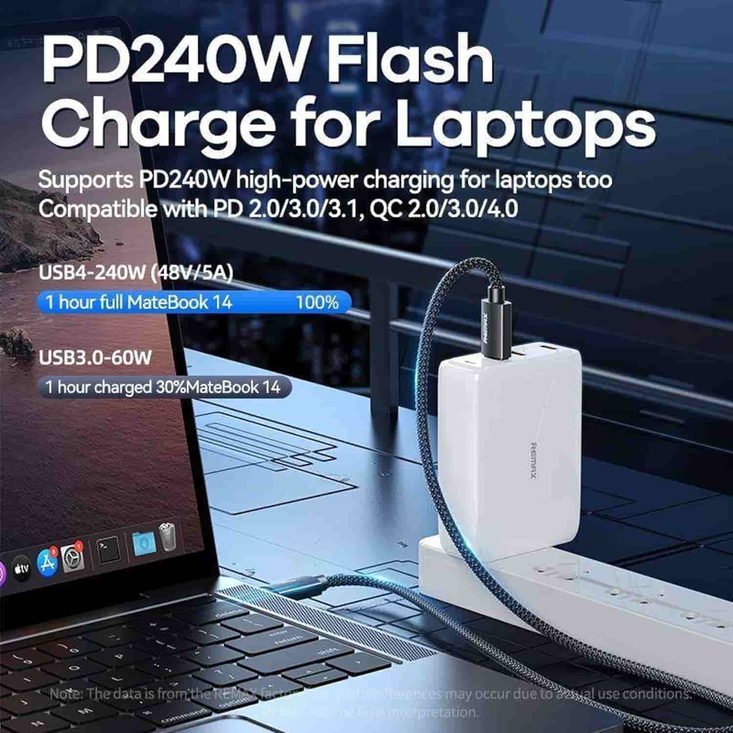 Picture of Remax RC-C039 240W Type-c to Type-c Cable 8K 40GBPS Thunderbolt USB 4.0 Cable
