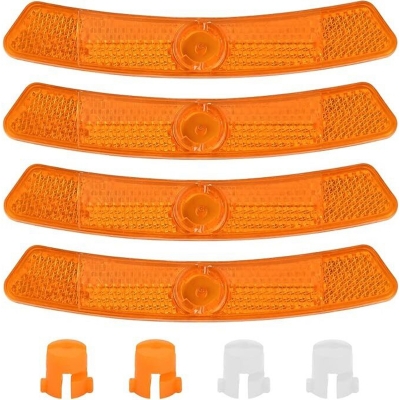 Picture of 4 Pieces Bike Wheel Spoke Reflectors, Orange Bike Reflectors, Wheel Spoke Reflectors, White Bike Spoke Reflectors, Bicycle Safety Reflectors