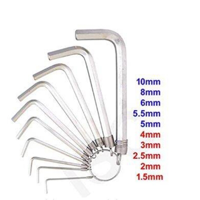 Picture of Steel Allen Hex Key Wrench Set - 10 Pieces (made in Taiwan)