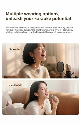 Picture of Baseus Encok K1 Karaoke Used Headphones Built-in Ear-Monitoring Wired Microphone
