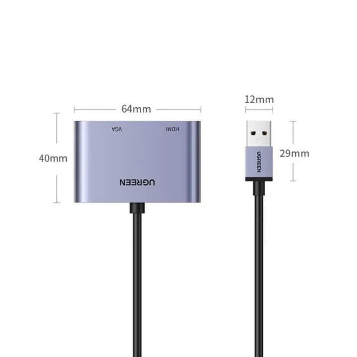 Picture of UGREEN CM449 USB 3.0 to HDMI+VGA Converter