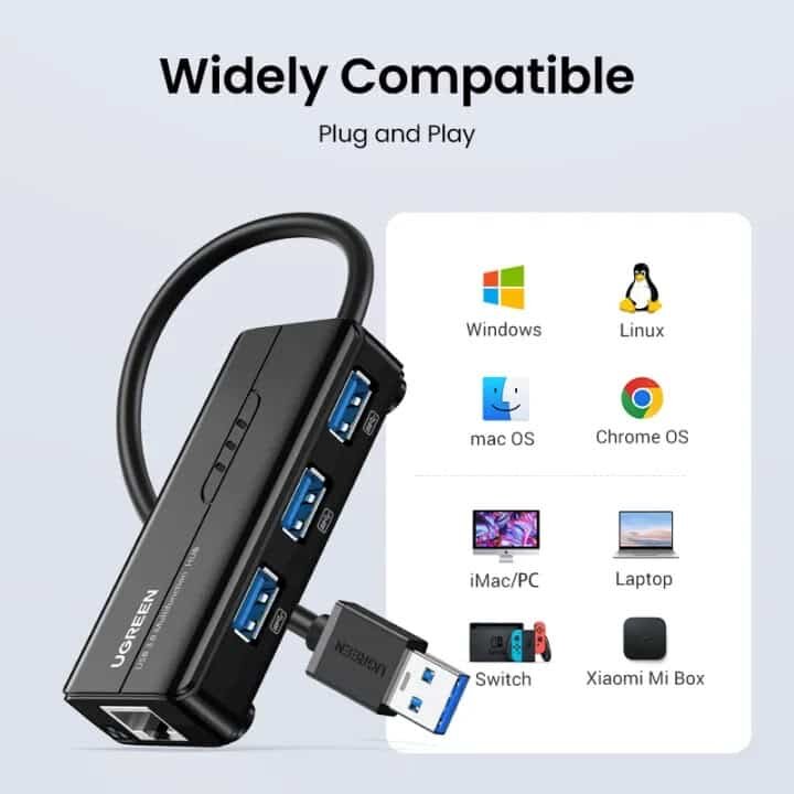 Picture of UGREEN (20265) USB 3.0 Multifunctional Hub with Gigabit Ethernet Adapter