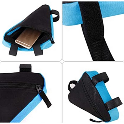 Picture of Cycling Handlebar Bags Bike Top Tube Bag Triangle Road Bicycle Front Frame Bag Mountain Bike Pannier Accessories (Red & Blue)