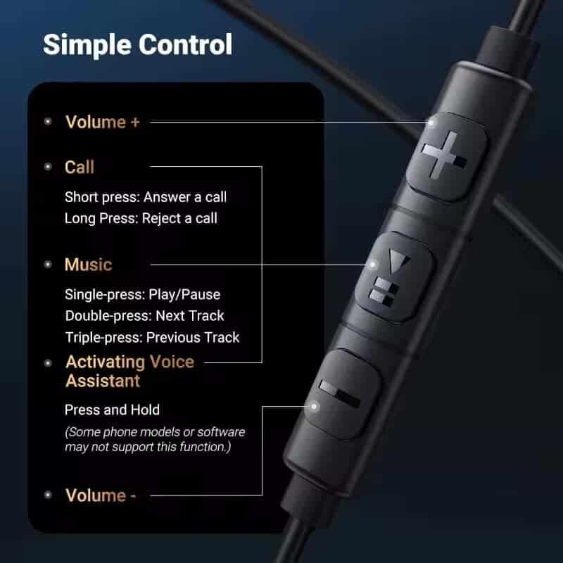 Picture of UGREEN EP105 3.5mm/USB-C Wired in Ear Headphones HiFi Stereo