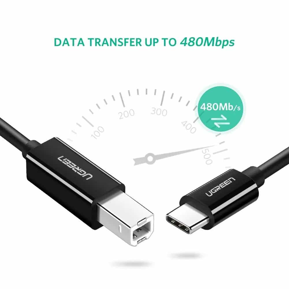 Picture of Ugreen US241 USB-C to USB-B2.0 Printer Cable – 2m - Black