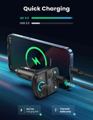 Picture of UGREEN (CD229) 31.5W Car Charger With USB, TF, Bluetooth & FM Transmitter