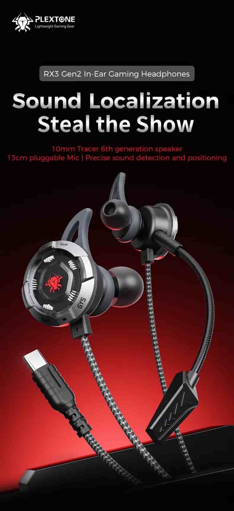 Picture of Plextone RX3 Gen2 High Benchmark Type c Gaming Earphones