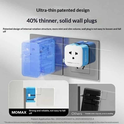 Picture of MOMAX UA37 1-World Pocket Mini Travel Adapter 2500W