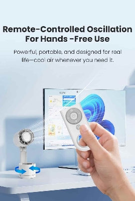 Picture of FW8 Desktop Fan with Remote Control 12000mAh Battery With Desk Lamp