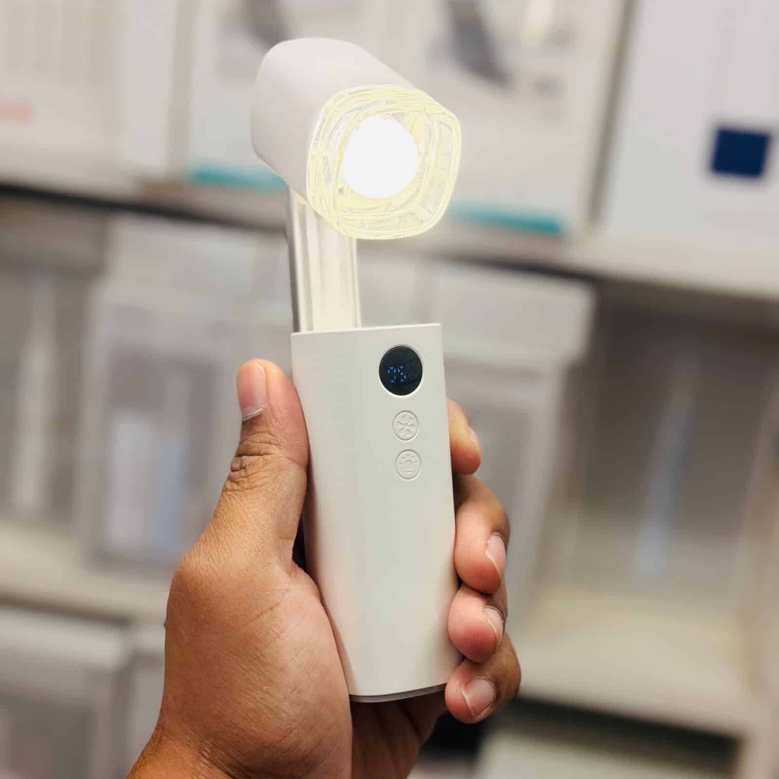 Picture of FW3 Handheld Folding Fan with LED Lamp 3000mAh Long Life Battery